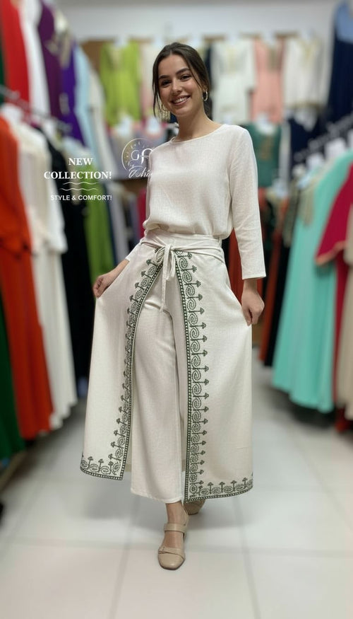 Ensemble lin marocain brodé