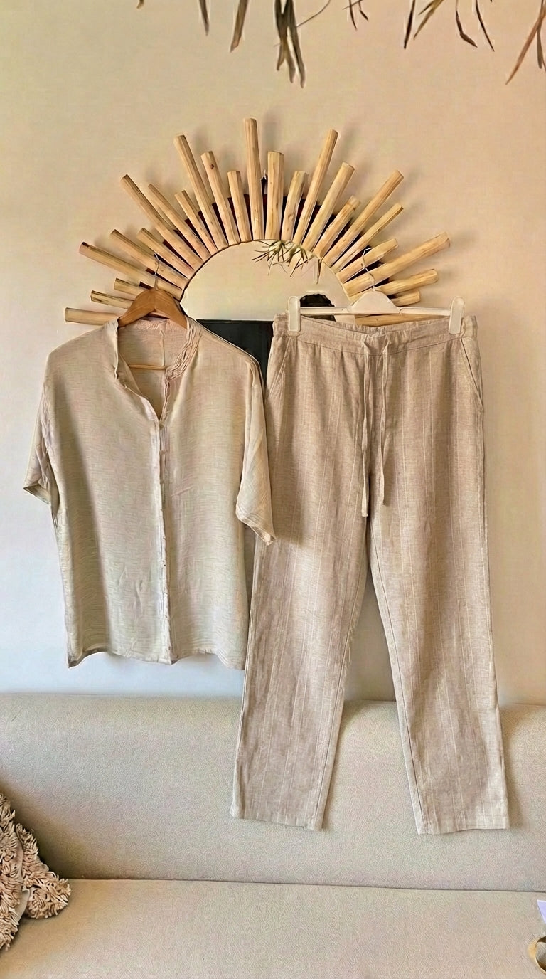 Ensemble en lin 100% (chemise + pantalon)
