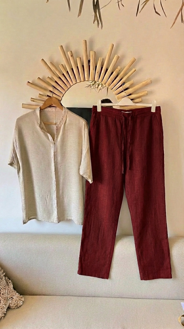 Ensemble en lin 100% (chemise + pantalon)