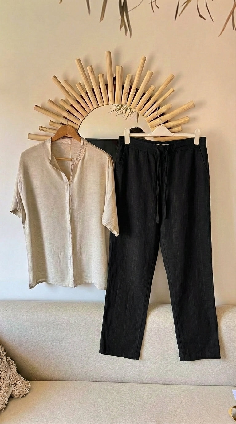 Ensemble en lin 100% (chemise + pantalon)