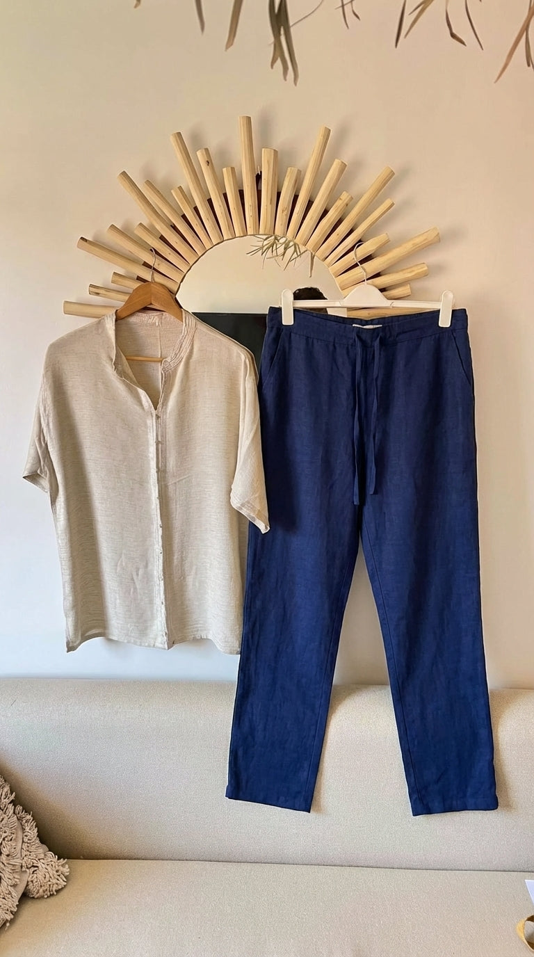 Ensemble en lin 100% (chemise + pantalon)